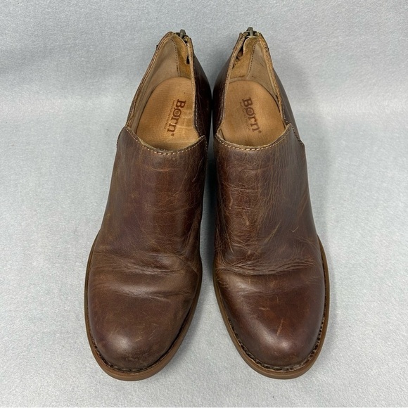 BORN Boots Womens 9.5 M Ankle Booties Brown Leather Block Heels F14206 - Picture 6 of 13